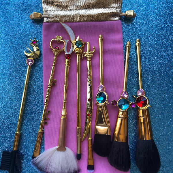 Crystal Wand 10 Pieces Brush Set, Magical Girl Makeup Brushes, Pink Brush  Set, Fairy Brush Set, Diamond Make Brushes 